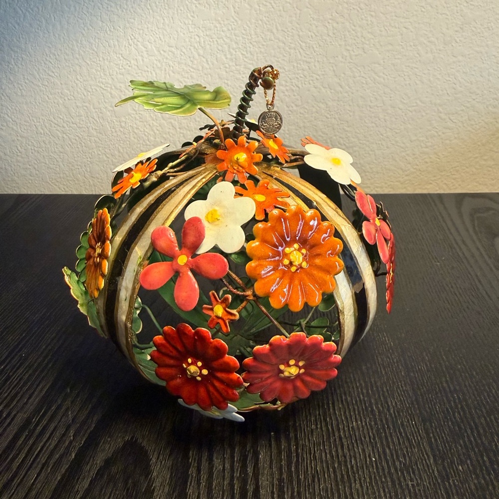 MacKenzie-Childs Floral Metal Pumpkin Decor